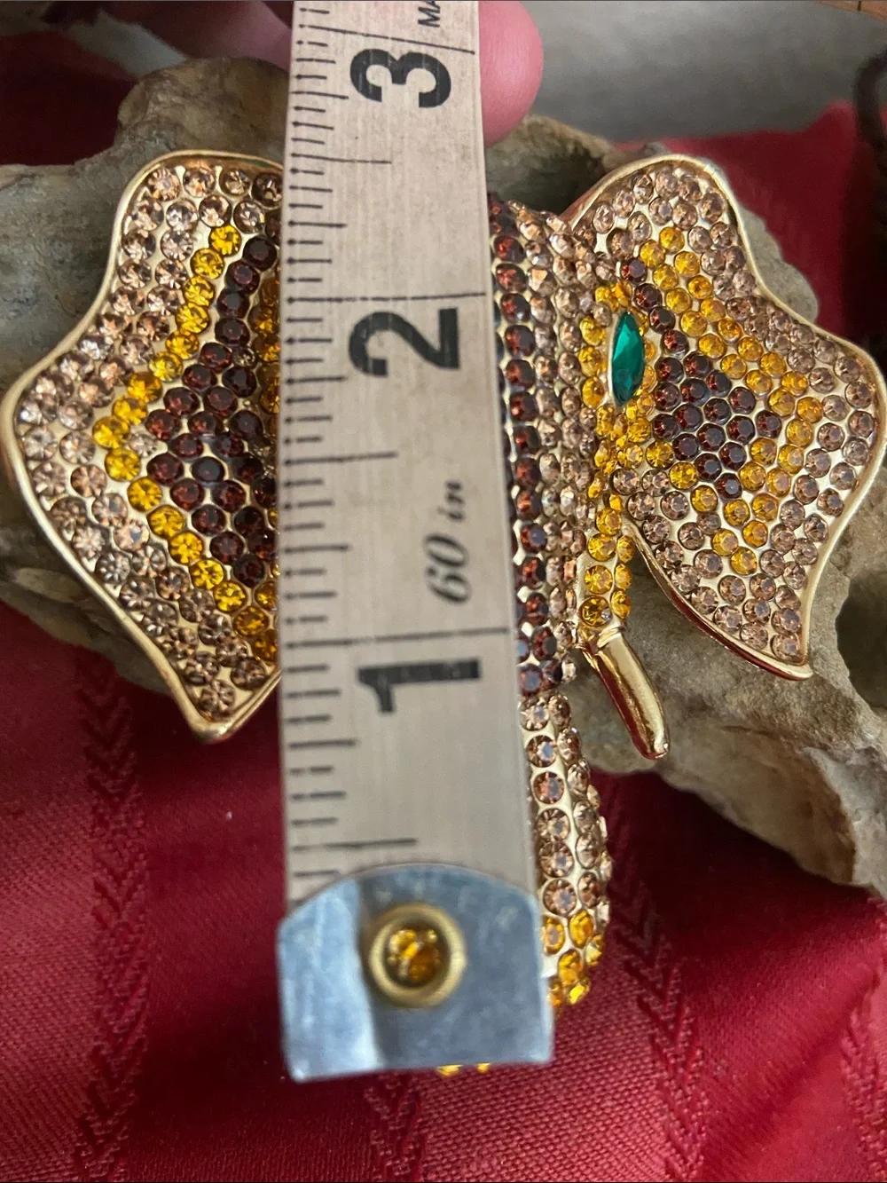 NEW Trunks Up Elephant Rhinestoned Broach